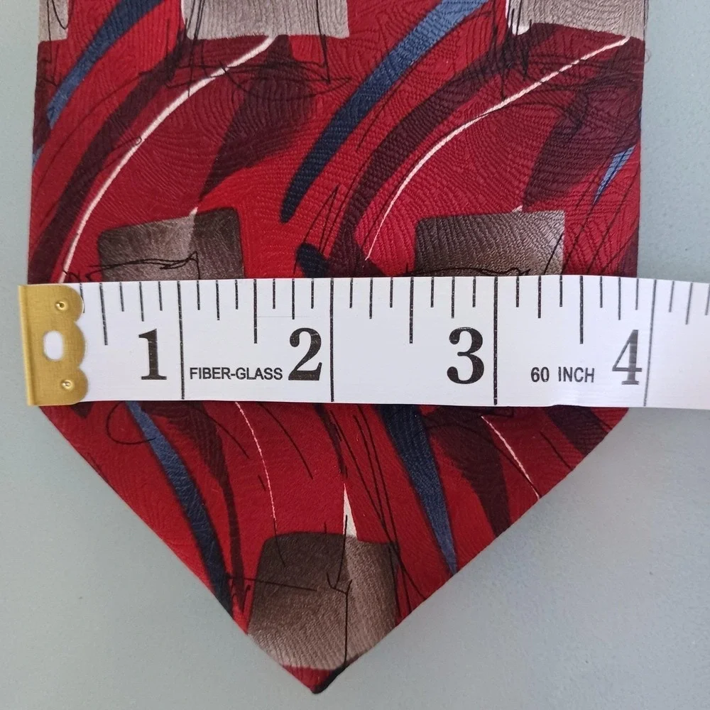 J. Garcia Mens Red Abstract Silk Tie Drummers Collection‎ 32 Vintage 1996 57.5in
